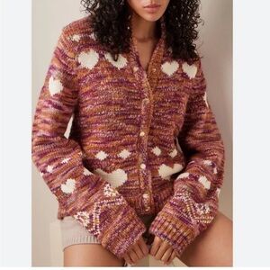 LoveShackFancy Polina Knit Bomber Sweater Cardigan